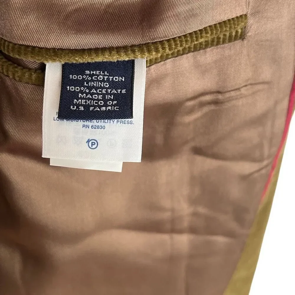 Lands' End Corduroy Notch Lapel Two-Button 100% Cotton‎ Blazer Tan Size 43L